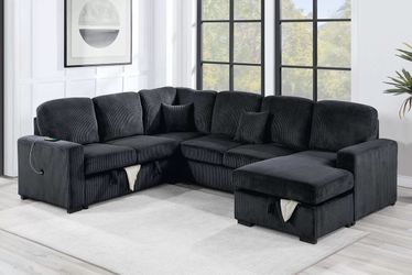 New Sleeper Sectional Couch with USB and Storage! Free Delivery 🚚!