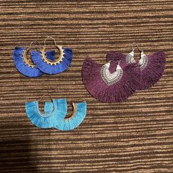 3 Pairs Fringe Earrings