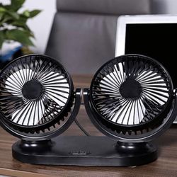 Dual USB desk fan 360 adjustable 
