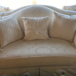 White Camelback French Provincial Style Loveseat
