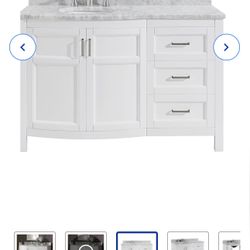 🔥NEW🔥 48-in White Undermount Single Sink Bathroom Vanity with Carrara Natural Marble Top