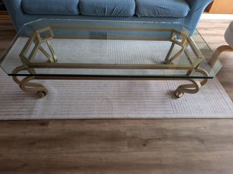 Glass Top Coffee Table with Gold Metal Base