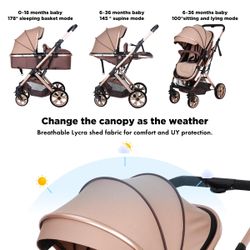 Babylovv 3-in-1 Luxury Stroller with Integrated Diaper Bag: Comfort and Practicality for Modern Moms