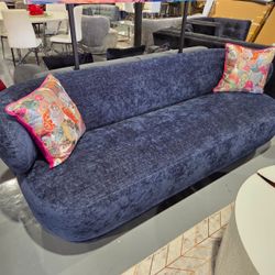 ROUND SOFA BLUE VELVET 90x38