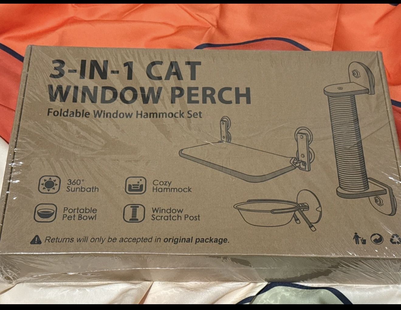 3 In 1 Cat Window Perch, Bowl and Scratch Post