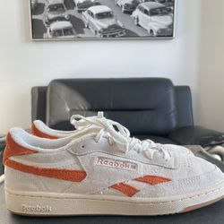 Reebok Club C Revenge Vintage Style Chalk/Orange Sneakers GV6971 | Men 9.5