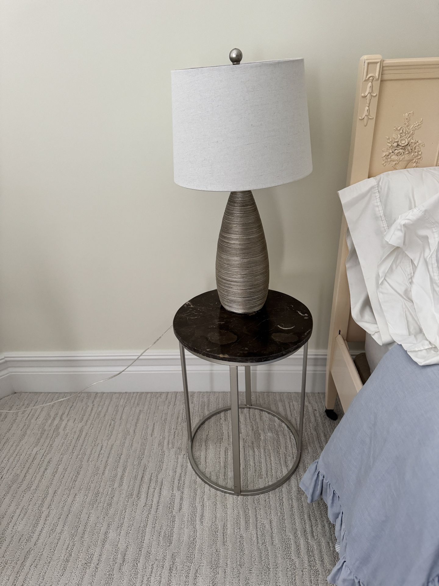 Marble Side Table And Lamp