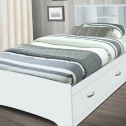 T/F Platform Bed with Book case HB + $75 Off Mattress