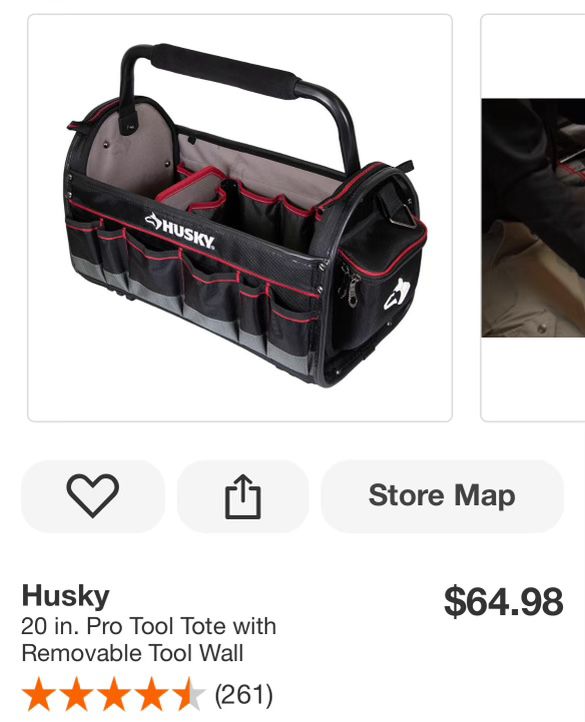 Husky 20 in. Pro Tool Tote with Removable Tool Wall ()