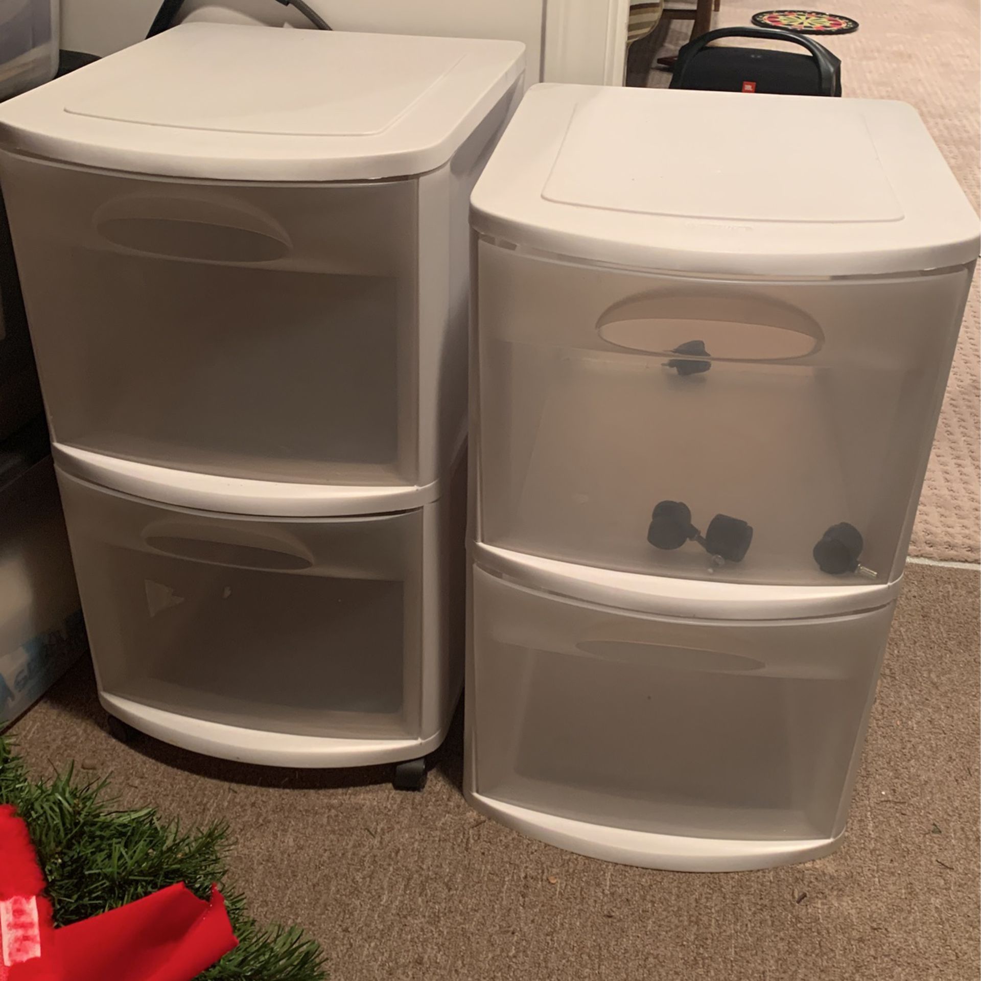 Two Sterilite Two Drawer Containers 