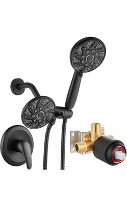 Matte Black Dual Shower Head System with Valve