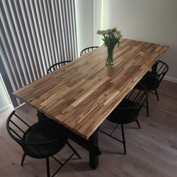Wooden Dining Table And 6 Chairs