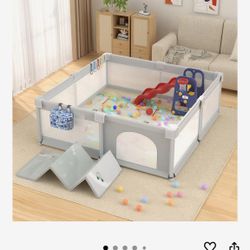 Baby Playpen 79 × 71 with upgraded mat