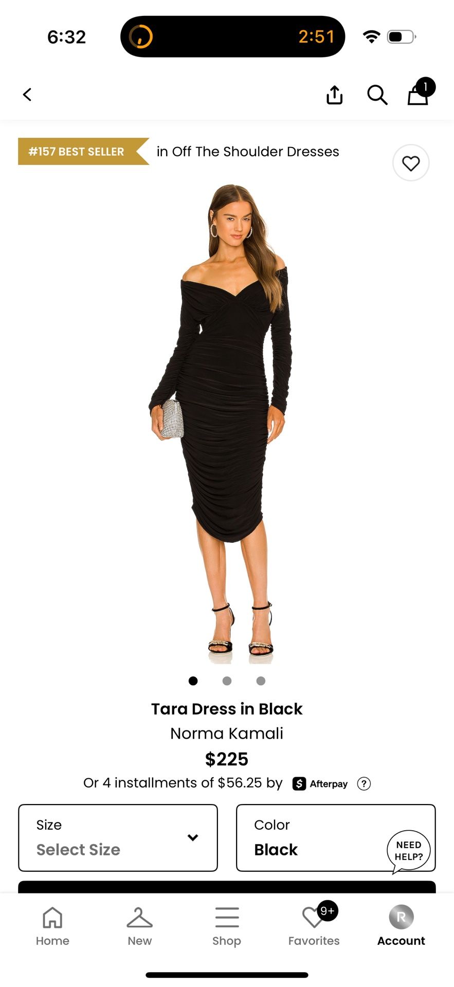 Norma Kamali black dress (New Unworn) - SMALL