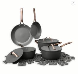 Thyme & Table 12-Piece Non-stick Aluminum Cookware Set, Pots and Pans Set - Grey