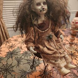 Creepy Porcelain Doll With Chair
