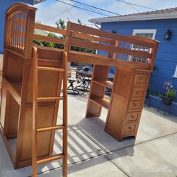Twin Loft  Bed in Pecan  Pre-owned