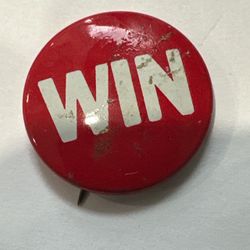 Vintage 1970 WIN - Whip Inflation Now Button Pin Red & White
