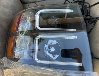 07-13 Chevy Silverado Black Projector Dual LED Bar Headlights