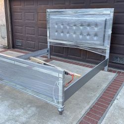 Beautiful Valentino Queen Size Bed Frame With LED Lights New 