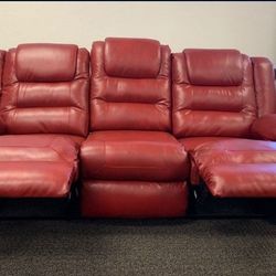 New In Box Vacherie Red Reclining Sofa