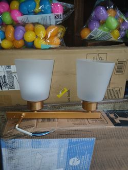 Gold 2-Light Frosted Glass Vanity Light