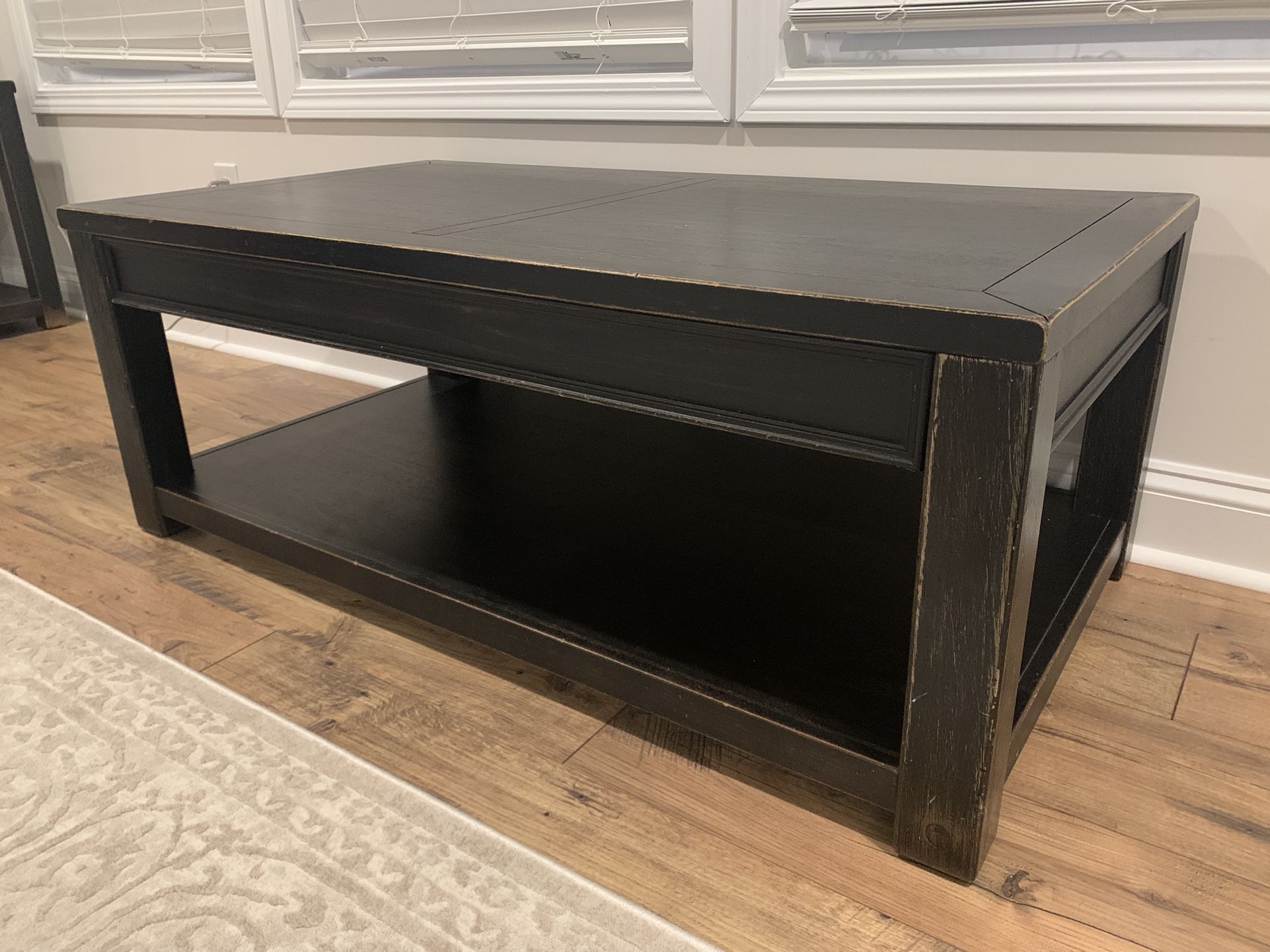 Black Solid Wood Coffee Table