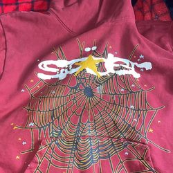 red sp5der maroon hoodie