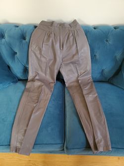 Women's 100%  Leather Pants (Grey)