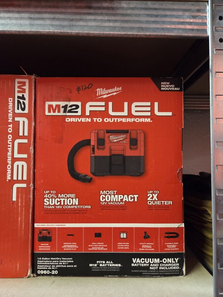 Milwaukee
M12 FUEL 12-Volt Lithium-Ion Cordless 1.6 Gal. Wet/Dry Vacuum (Vacuum-Only)