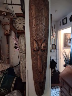 Large Hand-Carved Wooden African Tribal Mask