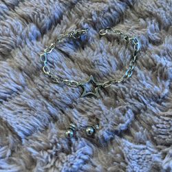 Stainless Steel Star Bracelet & Stud Earrings