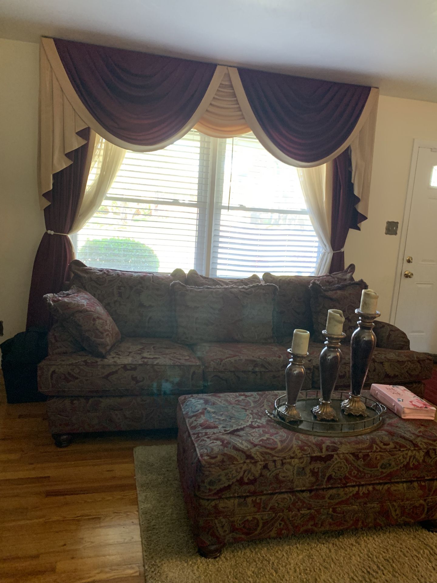 Sofa Loveseat And Ottoman $500 And 2 Lamps And Two End Tables $200