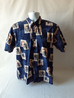 Saturday Evening Post mens short sleeve button-down shirt size M