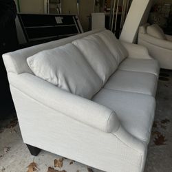 Off White Sofa & Oversized Chair with Ottoman