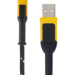 DEWALT Lightning to USB Cable — Reinforced Braided Cable for Lightning — Charger Cord Compatible With iPhone — Apple Compatible Charging Cable — 6 ft