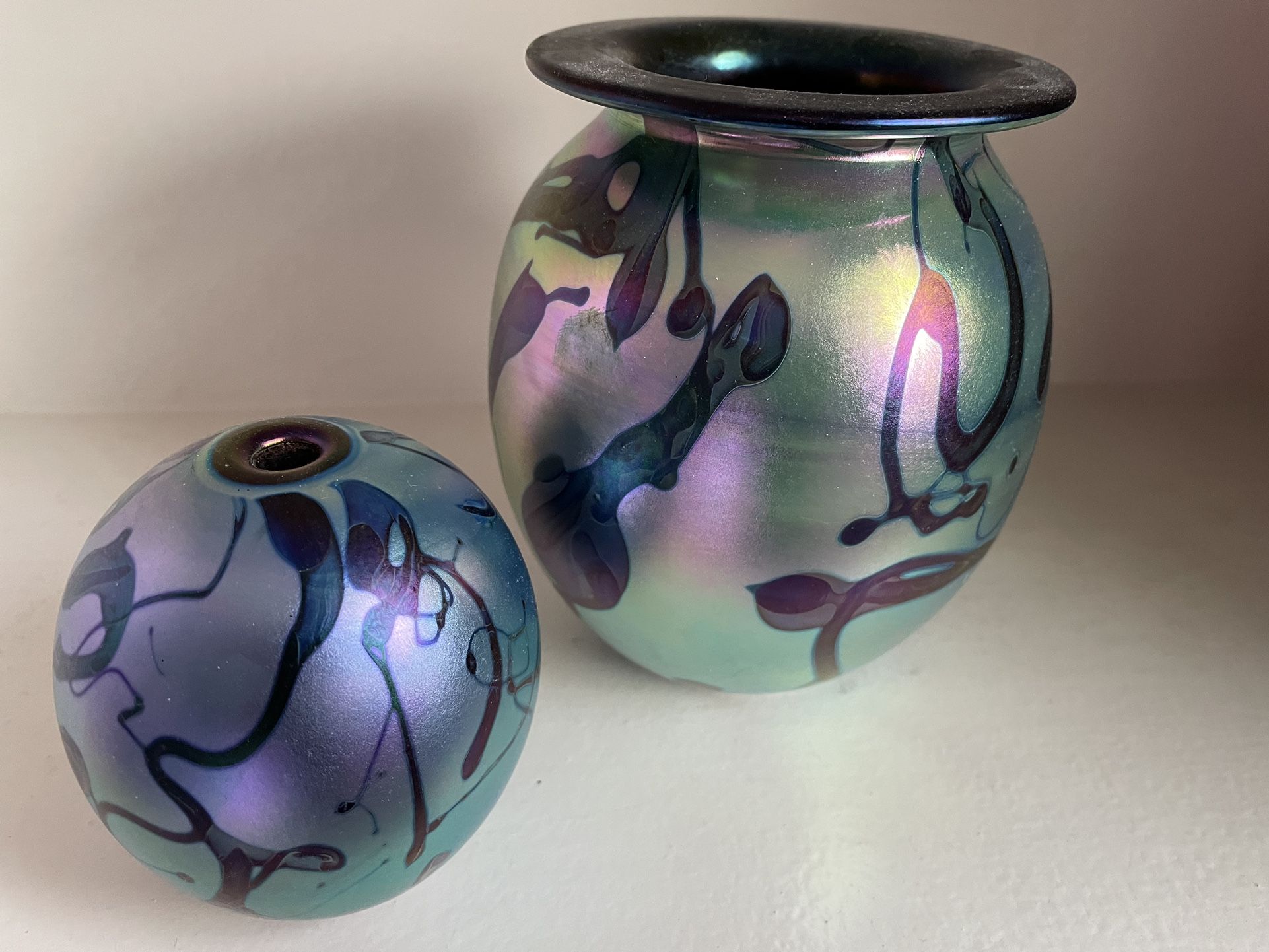 Eickholt Art Glass Vase and Paperweight