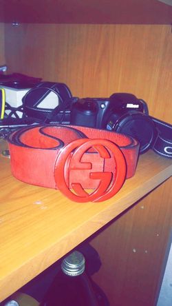 Red Suede Gucci Belt