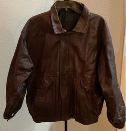 Brown Leather Bomber Jacket