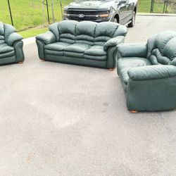Leather 3 Piece Sofa Set 