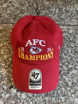 ‘47 adult 2024–25 AFC champions, Kansas City Chiefs cleanup, adjustable hat