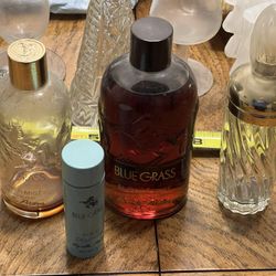 4 Vintage  Blue Grass Perfume Bottles ( Sme Filled)