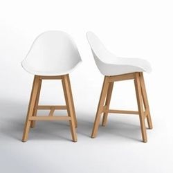 White Ikea Mid Century Bar Stools Set of 2