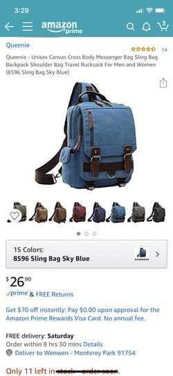 Unisex Canvas Cross Body Messenger Bag Sling Bag Backpack Shoulder Bag Travel Rucksack For Men and Women