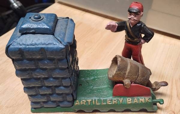Vintage Cast Iron Mechanical Bank Artillery Bank