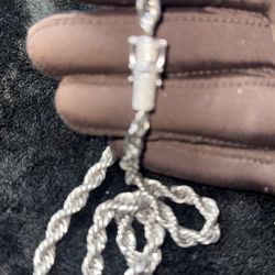 925 Sterling Silver 6MM Solid Rope Chain(22inch) w/ Moissanite Clasp