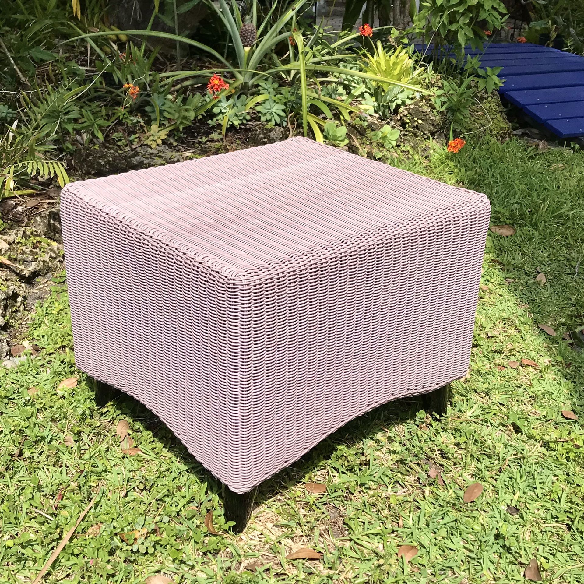 Resin Wicker Ottoman Seat: 27”W x 23”D x 21”H