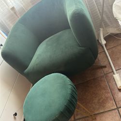 Velvet Chair With Stool