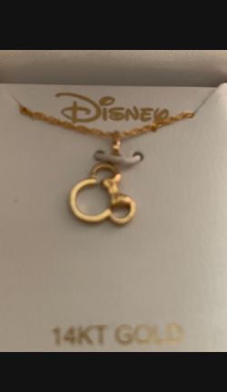 BRAND NEW DISNEY 14K GOLD MINNIE MOUSE PENDANT WITH 15 INCH CHAIN/ NECKLACE