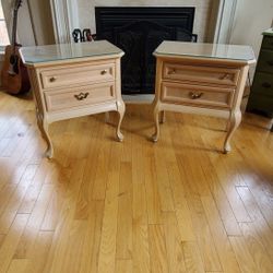 Matching Side Tables ..Night Stand  With Custom Glass Top